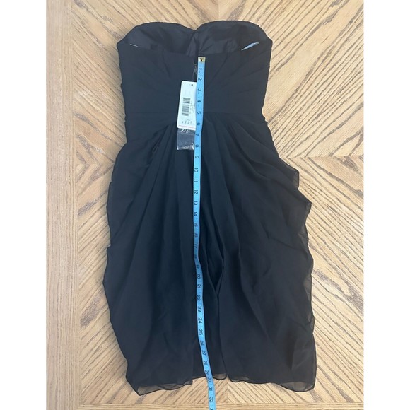 Draped Chiffon Black Cocktail Dress Rhinestone Bustier Strapless Bra Insert Sz 6 - Picture 8 of 13